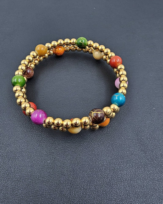 DA 182 MULTI COLOR WRAP BEAD BRACELET